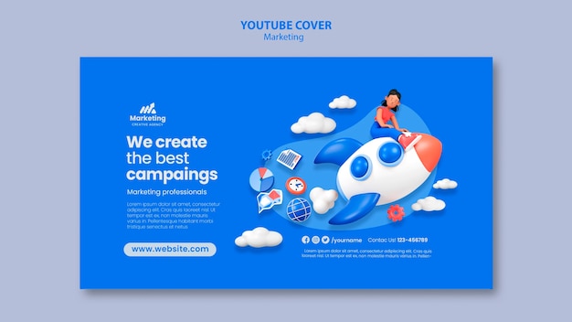 Free PSD marketing concept youtube cover
