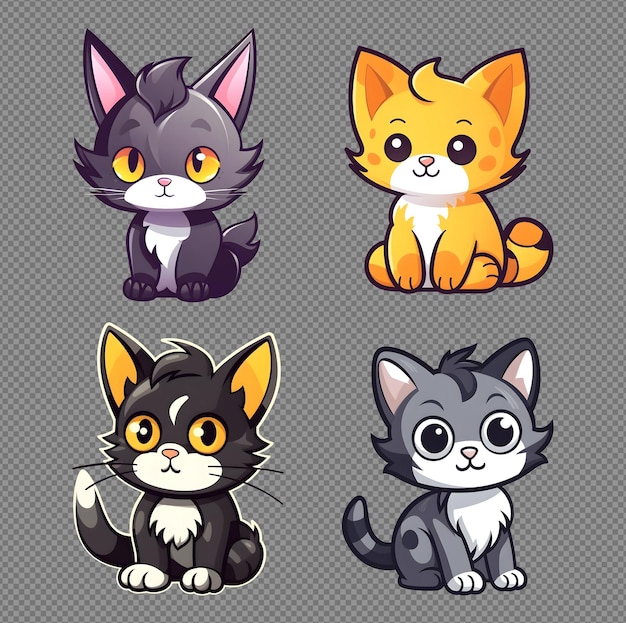 Бесплатный PSD Коллекция милых кошек талисмана