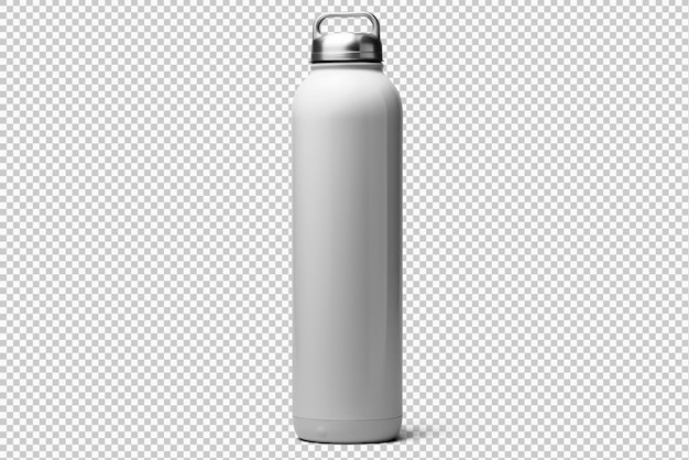 Free PSD metallic water bottle isolated on transparent background