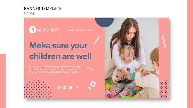 Free PSD nanny services banner template
