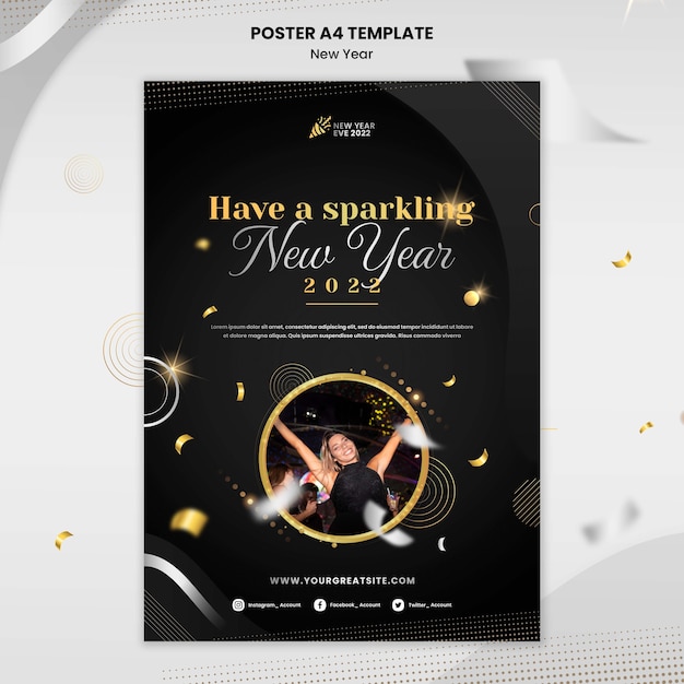 Free PSD new year poster template design
