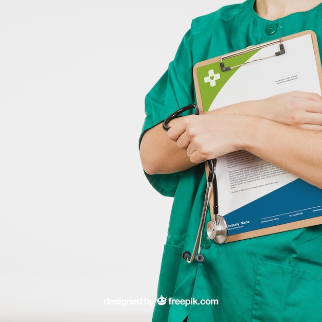 Free PSD nurse holding board with document