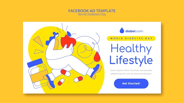 Бесплатный PSD Рекламный шаблон в социальных сетях для празднования всемирного дня диабета