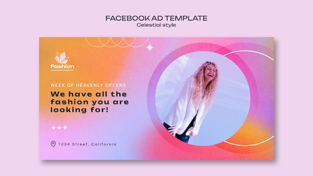 Бесплатный PSD Промо-шаблон в социальных сетях для модного магазина в небесном стиле
