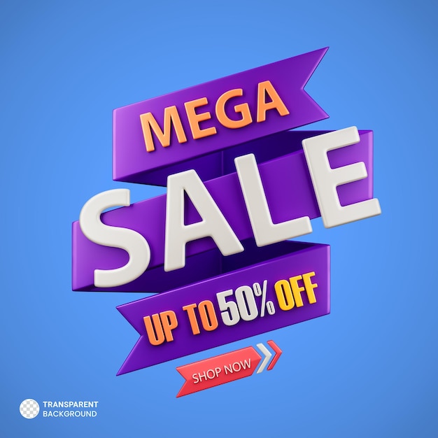 Free PSD sale discount offer icon isolated 3d render illustration