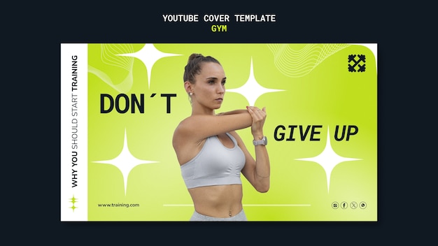 Бесплатный PSD Шаблон обложки youtube для спортивных тренировок