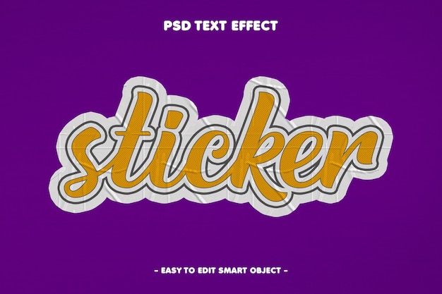 Бесплатный PSD Редактируемый текстовый эффект стикера