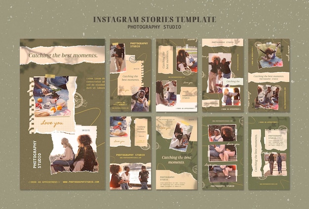 Бесплатный PSD Шаблон историй instagram с текстурой бумаги