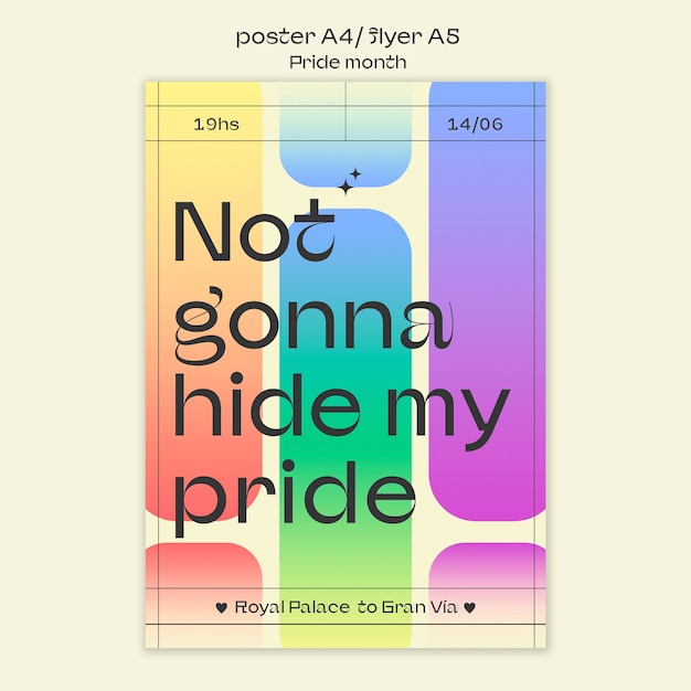 Бесплатный PSD шаблон плаката празднования месяца гордости