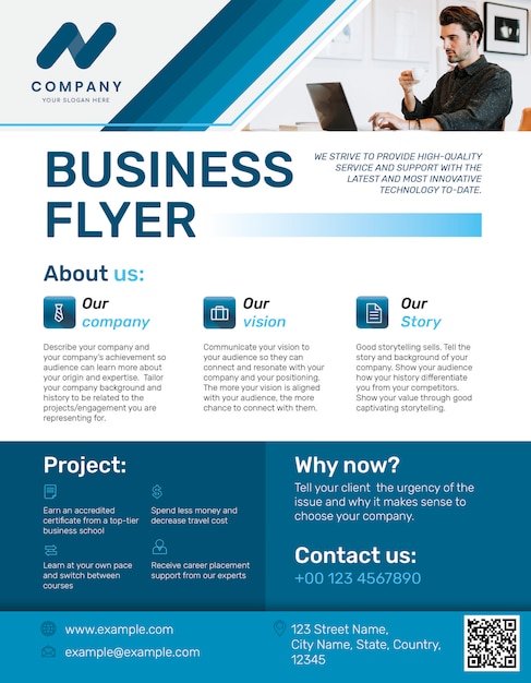 Free PSD professional business flyer  blue modern design