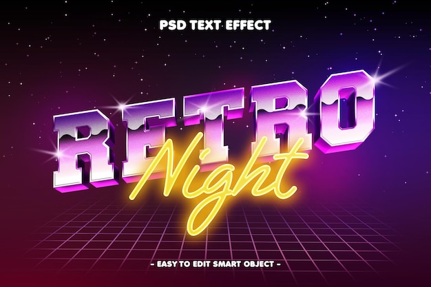 Бесплатный PSD Текстовый эффект в стиле ретро-винтаж 80-х