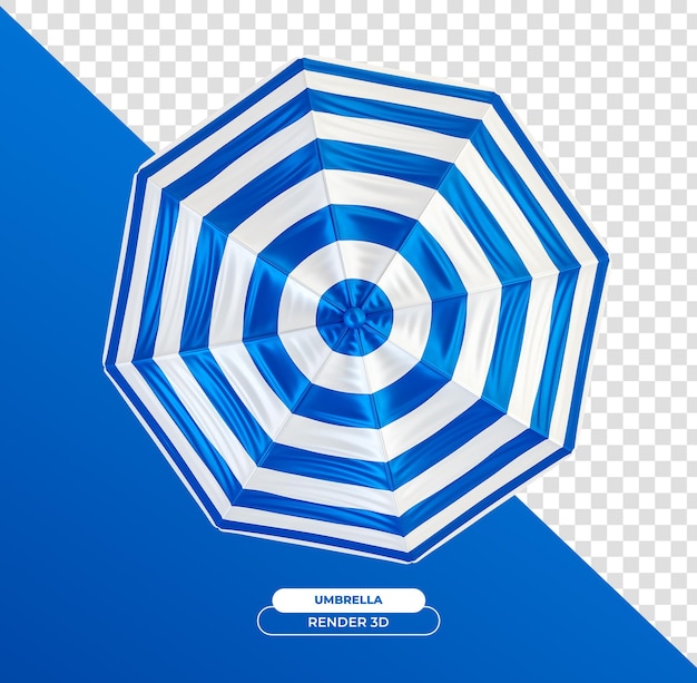 Free PSD realistic blue and white parasol on transparent background