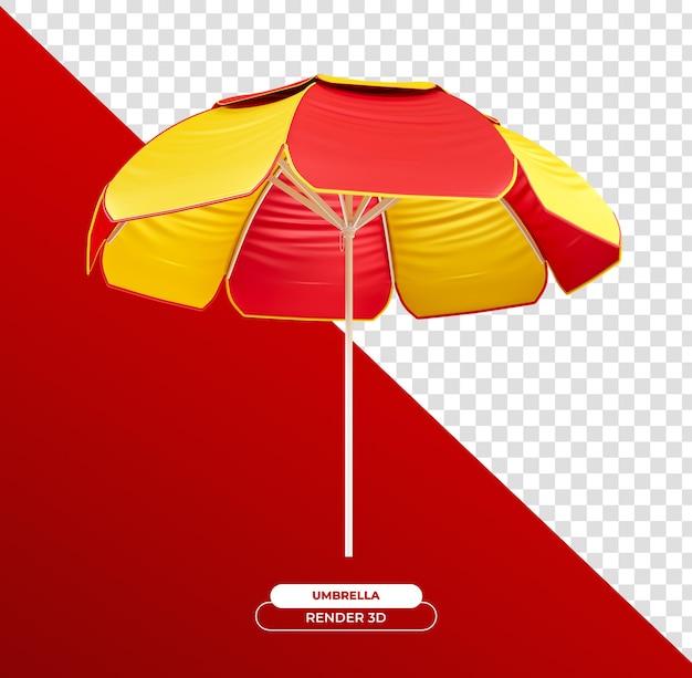 Free PSD realistic yellow and red parasol on transparent background