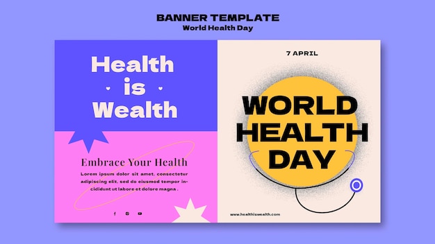 Бесплатный PSD Шаблон баннера всемирного дня здоровья