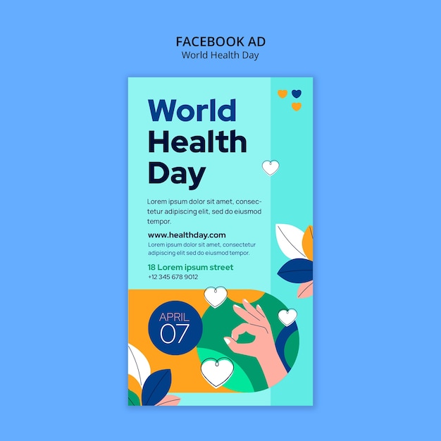 Бесплатный PSD Празднование всемирного дня здоровья в facebook