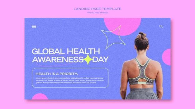 Бесплатный PSD Шаблон целевой страницы всемирного дня здоровья