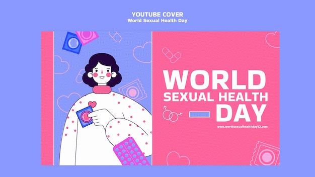 Бесплатный PSD Шаблон обложки youtube всемирного дня сексуального здоровья