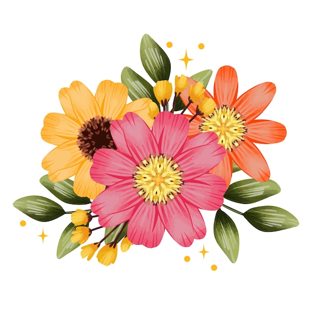 無料PSD 水彩の花のイラスト