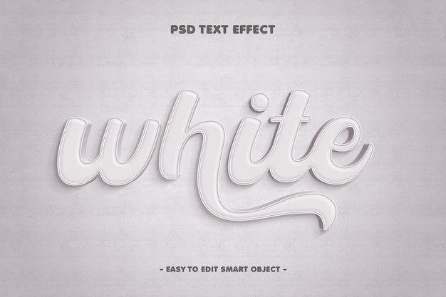 Бесплатный PSD Белый минимальный эффект редактируемого текста