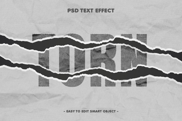 Бесплатный PSD Эффект редактируемого текста в стиле разорванной бумаги