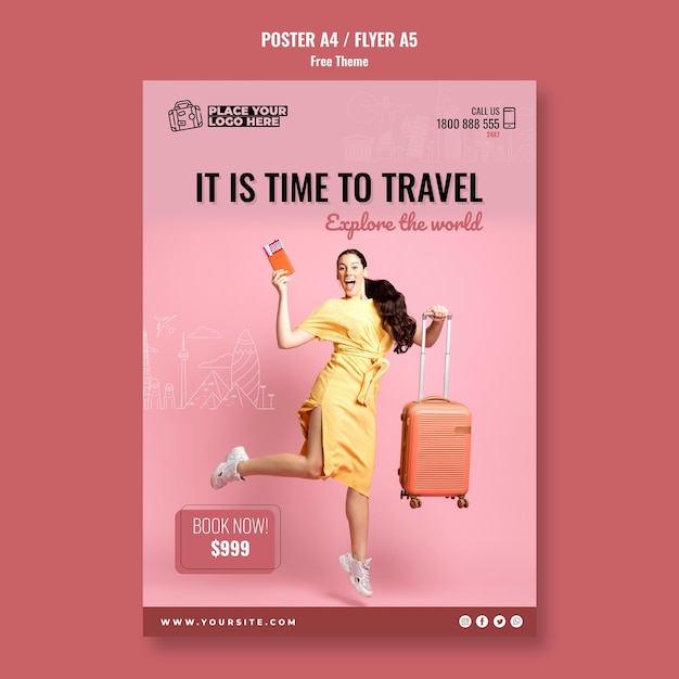 Free PSD time to travel flyer template