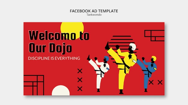 Бесплатный PSD Рекламный шаблон традиционных боевых искусств таввондо в социальных сетях