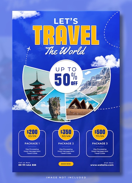 Free PSD travel and tours adventure poster template