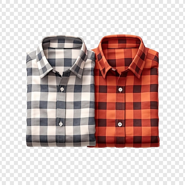 Free PSD two shirts are on a checkered surface isolated on transparent background