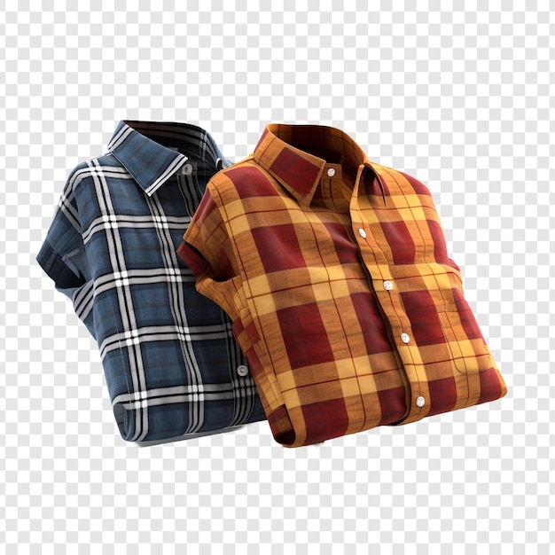 Free PSD two shirts are on a checkered surface isolated on transparent background