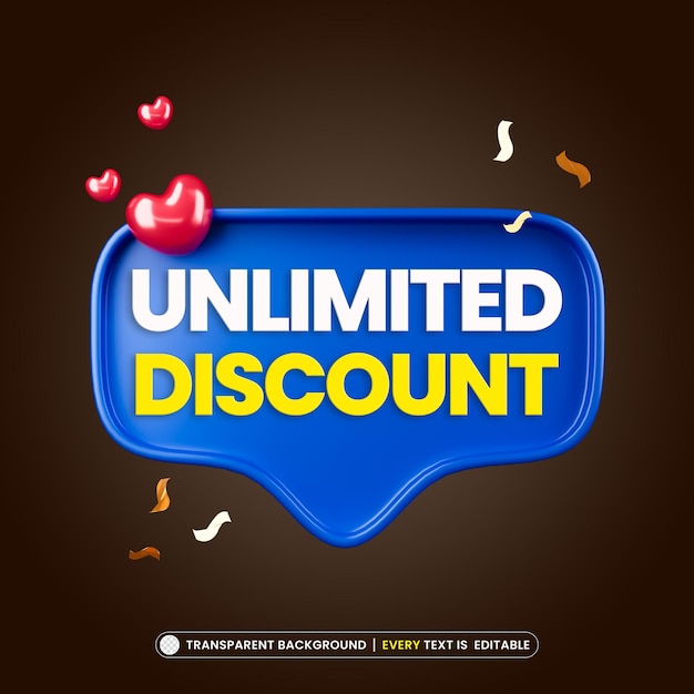 Free PSD unlimited discount promotion banner background with editable text effect