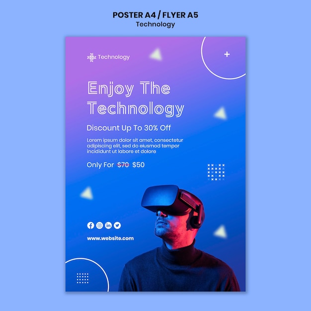 Бесплатный PSD Шаблон плаката виртуальной реальности