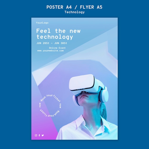 Бесплатный PSD Шаблон печати виртуальной реальности