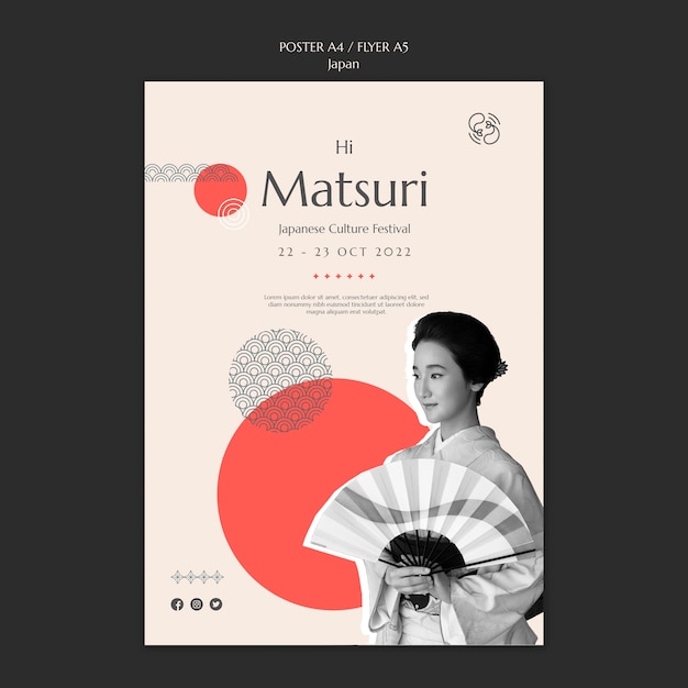 Kostenlose PSD japanischer matsuri-feier-flyer