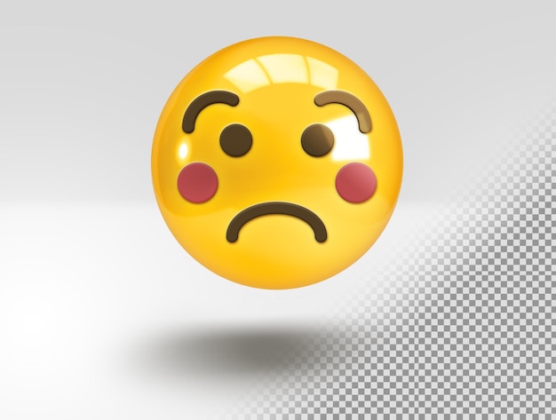 Kostenlose PSD realistisches 3d-emoji mit traurigem und errötendem gesicht