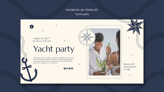 Kostenlose PSD social-media-promo-vorlage für luxuriöse yachtpartys