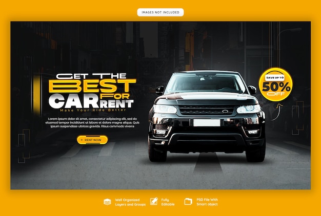 Kostenlose PSD web-banner-vorlage für autovermietung und automobil