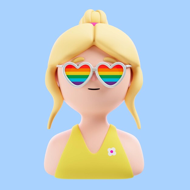 3D-Darstellung der Person mit Regenbogen-Sonnenbrille