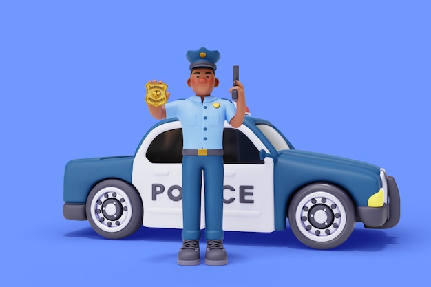 Kostenlose PSD 3d-rendering des polizeicharakters