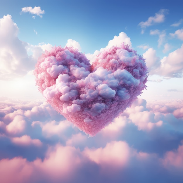 Photo gratuite des nuages de style fantastique en forme de cœur