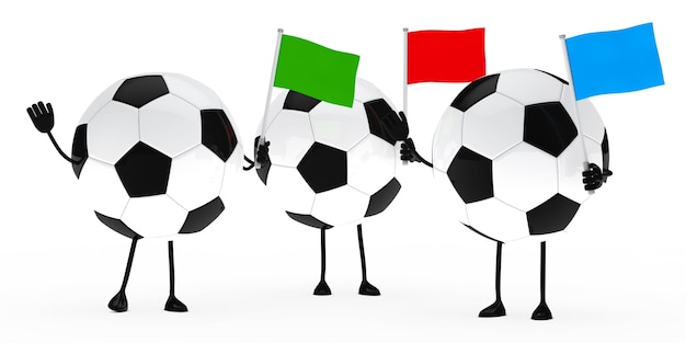 Photo gratuite les ballons de soccer avec des drapeaux colorés