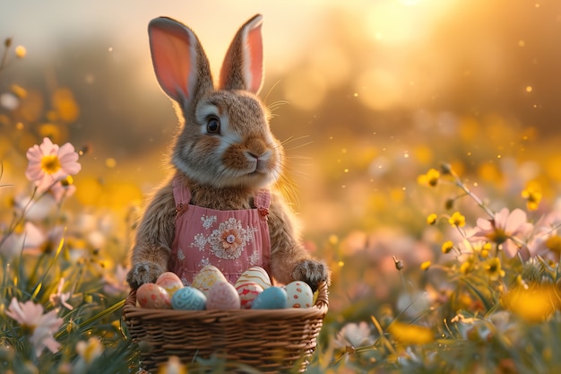 Photo gratuite célébration de pâques avec le lapin de rêve.