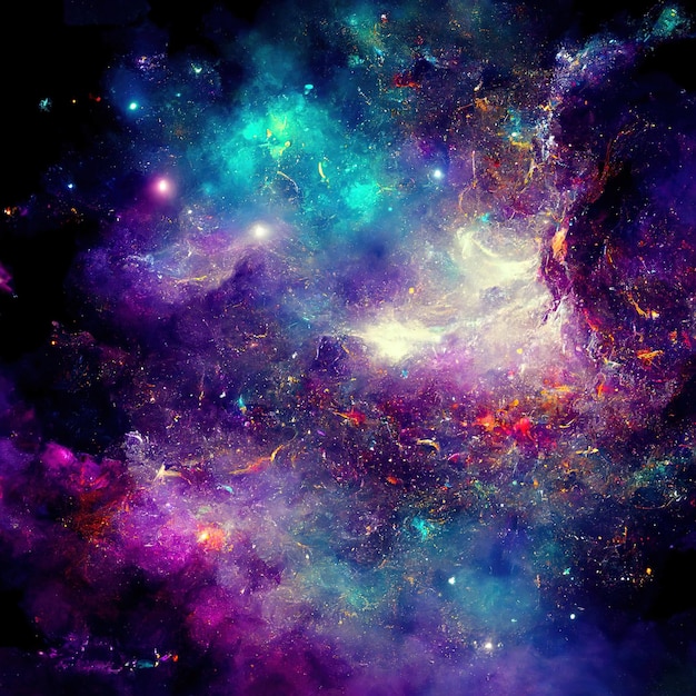 Photo gratuite fond d'espace avec poussière d'étoiles et étoiles brillantes cosmos coloré réaliste avec nébuleuse et voie lactée