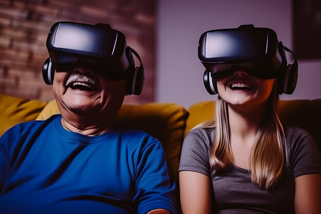 Les gens qui portent des lunettes VR pour jouer.
