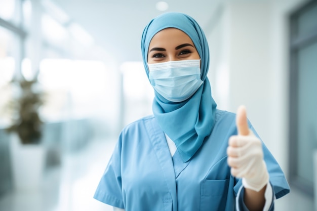 Photo gratuite infirmière en portrait hijab à l'hôpital