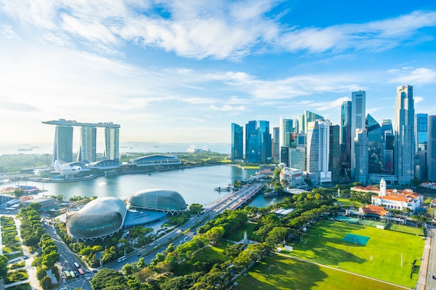 Photo gratuite paysage urbain à l'horizon de la ville de singapour