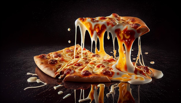 Photo gratuite pizza fraîchement italienne avec tranche de fromage mozzarella ia générative
