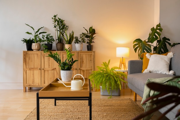 Photo gratuite plantes d'intérieur dans le studio