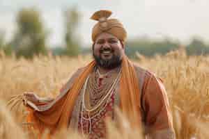 Photo gratuite portrait d'un homme indien célébrant le festival de baisakhi