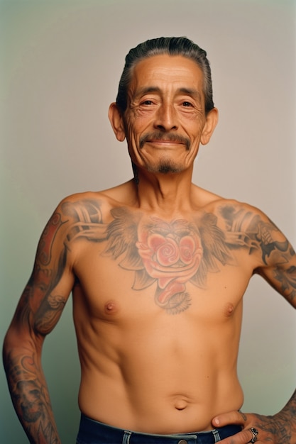 Photo gratuite portrait d'homme avec des tatouages corporels
