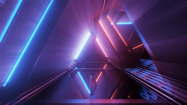Photo gratuite rendu 3d d'un fond futuriste avec des formes géométriques et des néons colorés